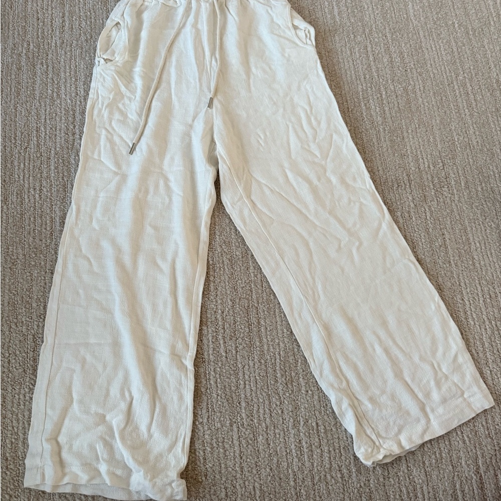 Cream Wide-Leg Pants